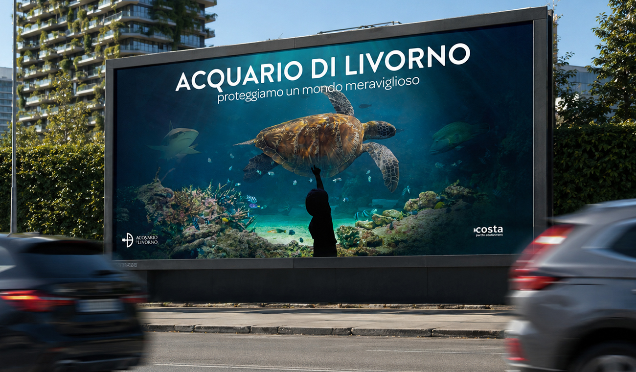 Campagna pubblicitaria 2026 Acquario di Livorno-Agenzia di comunicazione Rebel Studio Firenze: Art director Lorenzo Bartolini: Copywriter: Fabiana Spani
